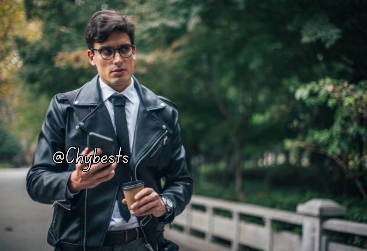 Fashion Wearing a tie and a Leather Jacket